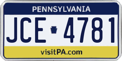 PA license plate JCE4781