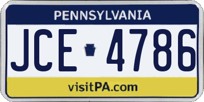 PA license plate JCE4786