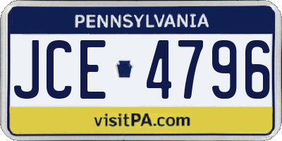 PA license plate JCE4796