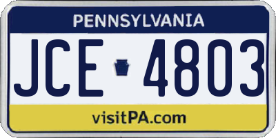 PA license plate JCE4803