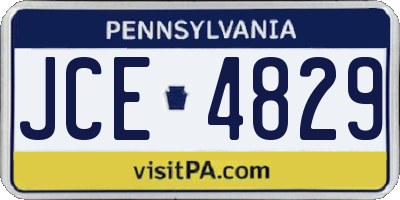 PA license plate JCE4829