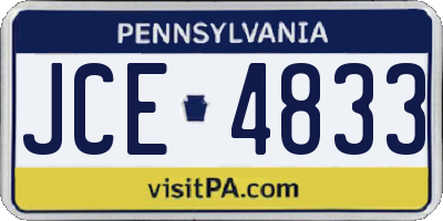 PA license plate JCE4833