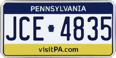 PA license plate JCE4835