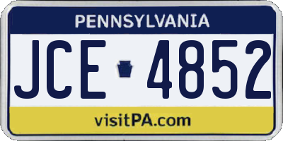 PA license plate JCE4852