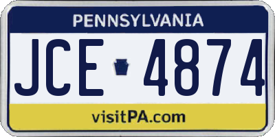 PA license plate JCE4874
