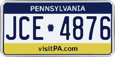 PA license plate JCE4876
