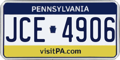 PA license plate JCE4906