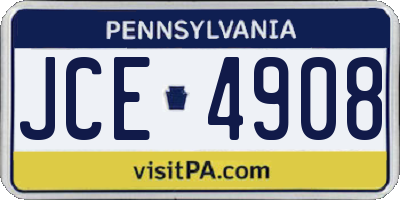 PA license plate JCE4908