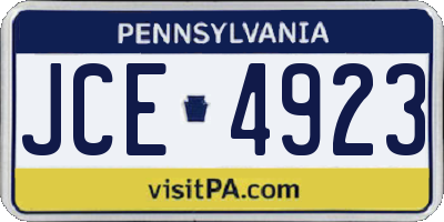 PA license plate JCE4923