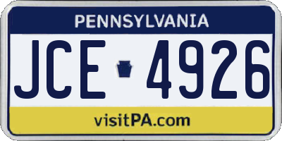 PA license plate JCE4926