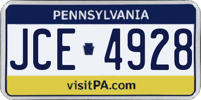 PA license plate JCE4928