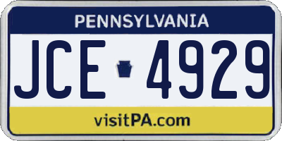 PA license plate JCE4929