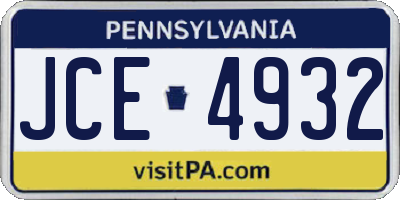PA license plate JCE4932