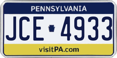 PA license plate JCE4933