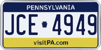 PA license plate JCE4949