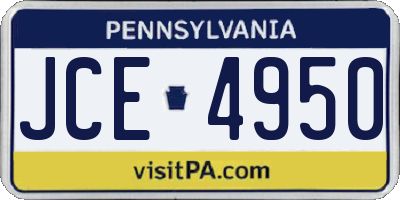 PA license plate JCE4950
