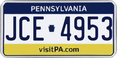 PA license plate JCE4953