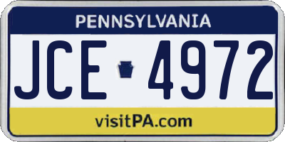PA license plate JCE4972