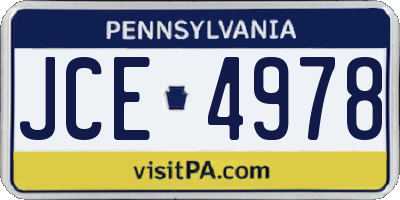 PA license plate JCE4978