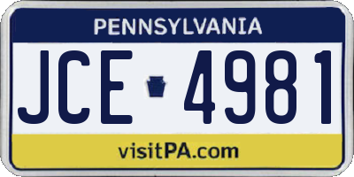 PA license plate JCE4981