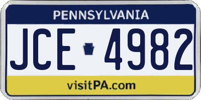 PA license plate JCE4982