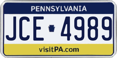 PA license plate JCE4989