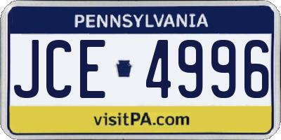 PA license plate JCE4996