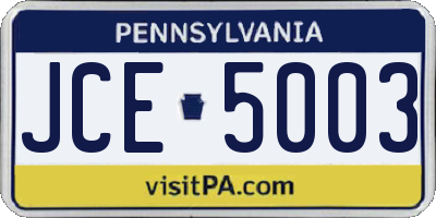 PA license plate JCE5003