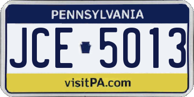 PA license plate JCE5013