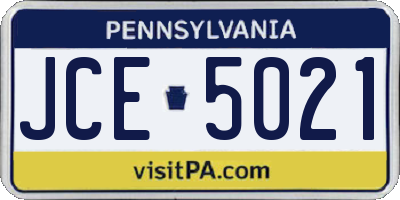 PA license plate JCE5021
