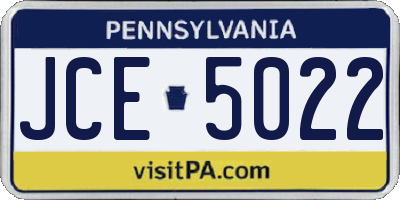 PA license plate JCE5022