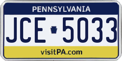 PA license plate JCE5033