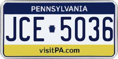 PA license plate JCE5036