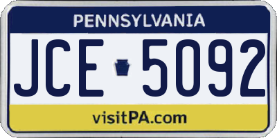 PA license plate JCE5092
