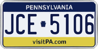 PA license plate JCE5106