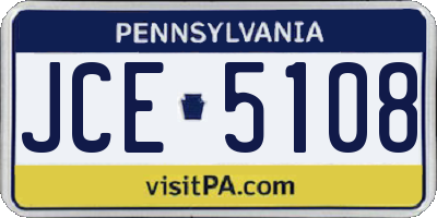 PA license plate JCE5108