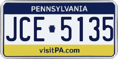 PA license plate JCE5135