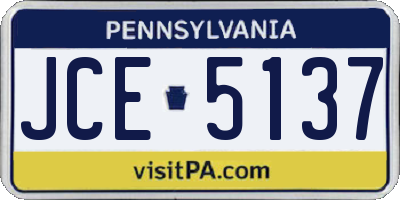 PA license plate JCE5137