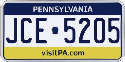 PA license plate JCE5205