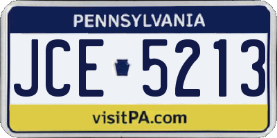 PA license plate JCE5213