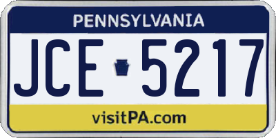 PA license plate JCE5217