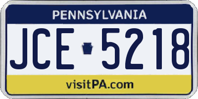PA license plate JCE5218