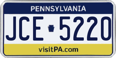PA license plate JCE5220