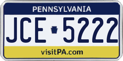 PA license plate JCE5222