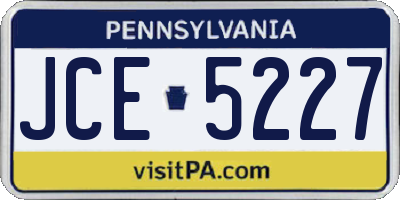 PA license plate JCE5227