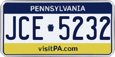 PA license plate JCE5232