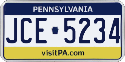 PA license plate JCE5234