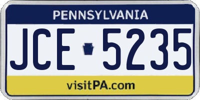 PA license plate JCE5235