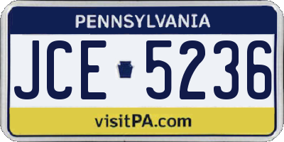 PA license plate JCE5236