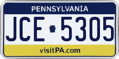 PA license plate JCE5305